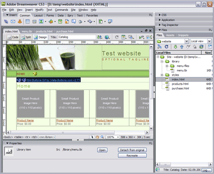 Design mode in Dreamweaver